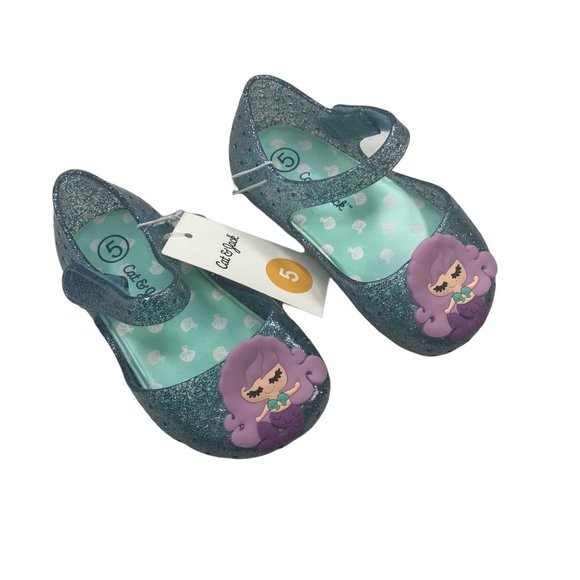 Cat And Jack Girl's Size 5 Hydee Mermaid Slip On Shoe Teal New With Tags - Picture 1 of 13